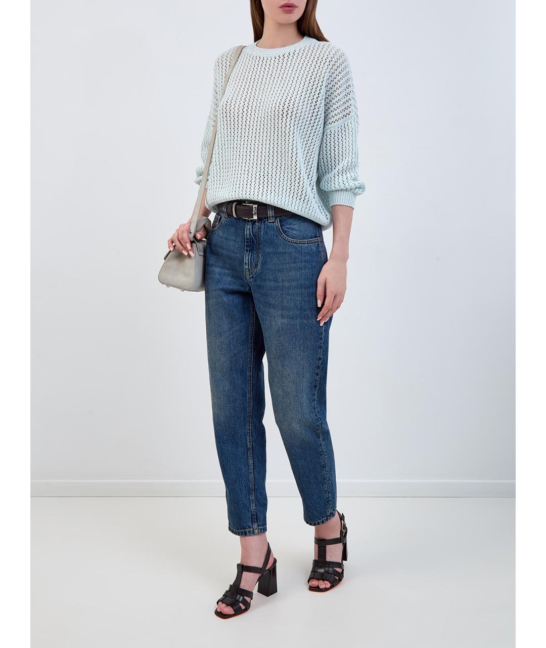 PESERICO Бирюзовый хлопковый джемпер / свитер, фото 2