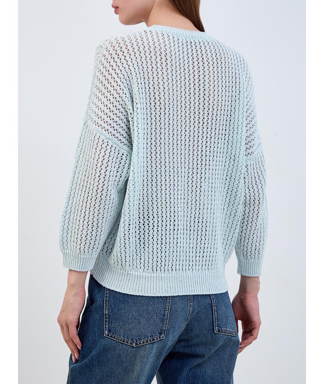 PESERICO Бирюзовый хлопковый джемпер / свитер, фото 4