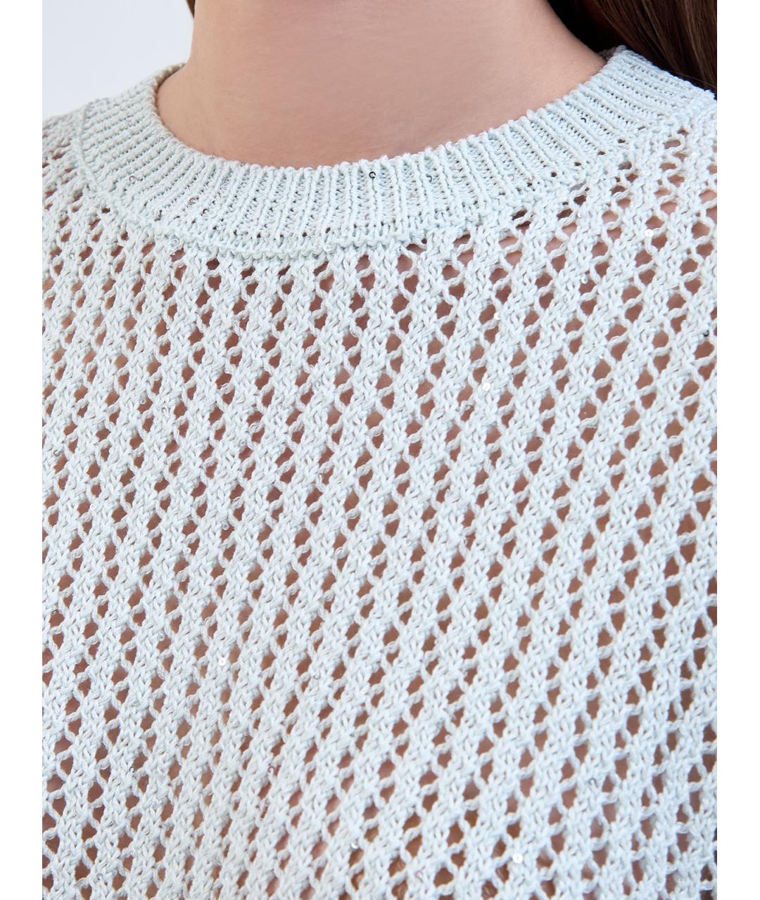 PESERICO Бирюзовый хлопковый джемпер / свитер, фото 5