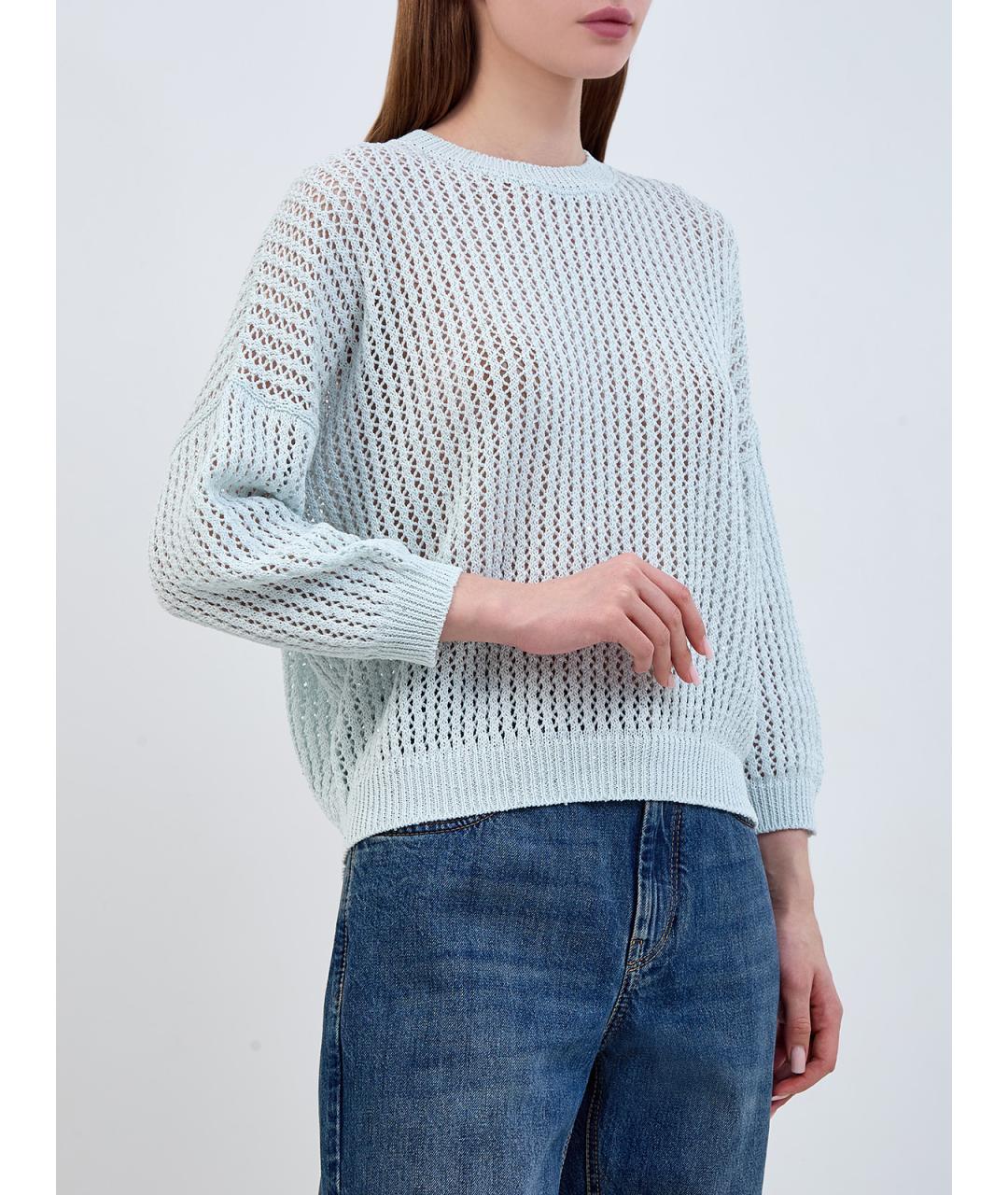 PESERICO Бирюзовый хлопковый джемпер / свитер, фото 3