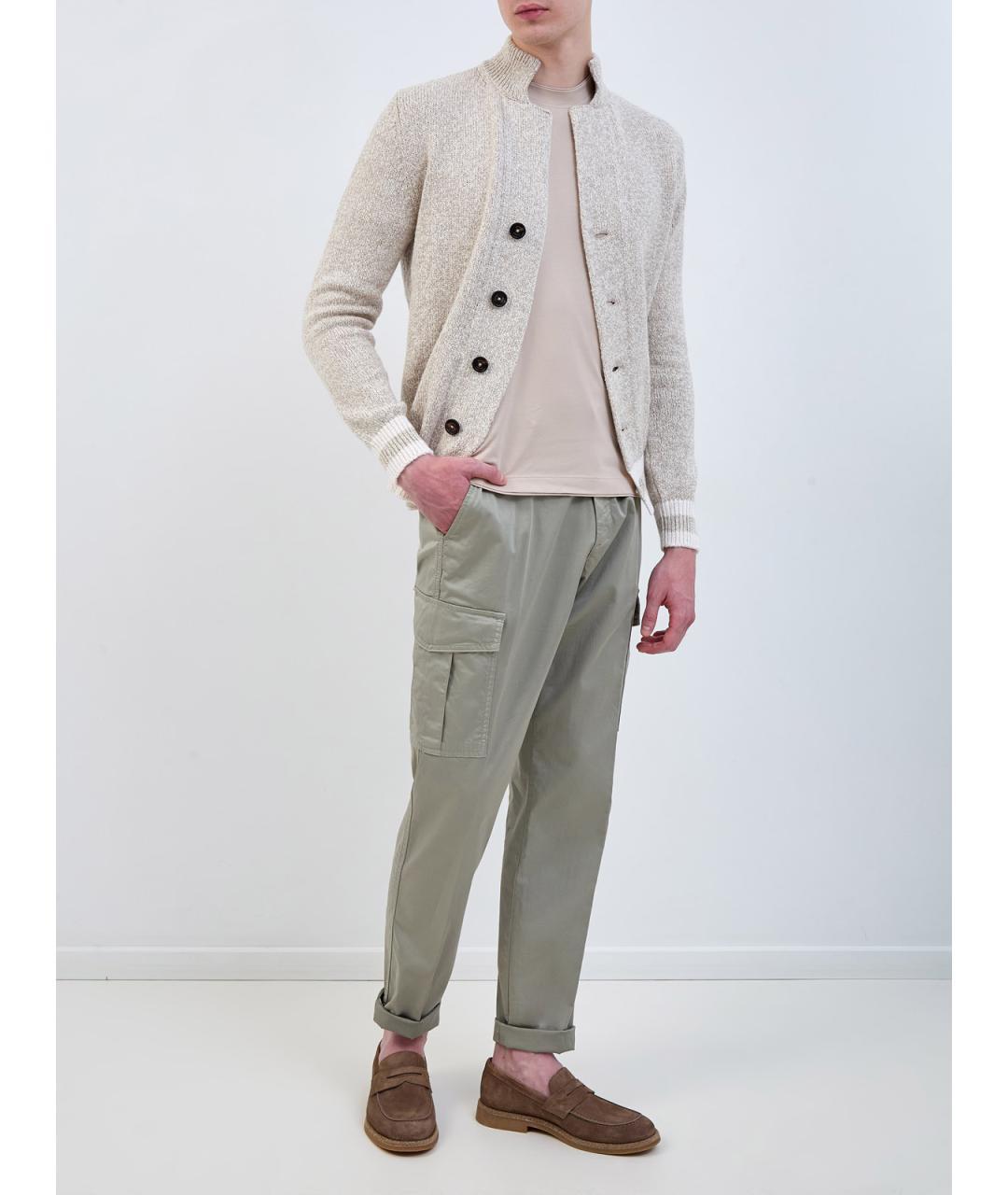 ELEVENTY Зеленые хлопковые повседневные брюки, фото 2