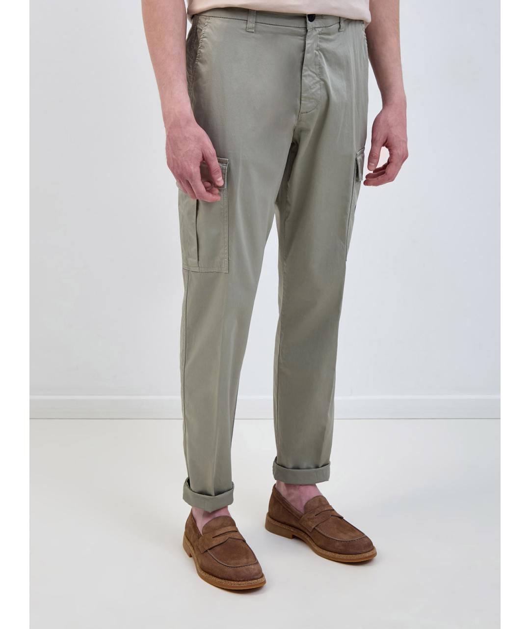 ELEVENTY Зеленые хлопковые повседневные брюки, фото 3