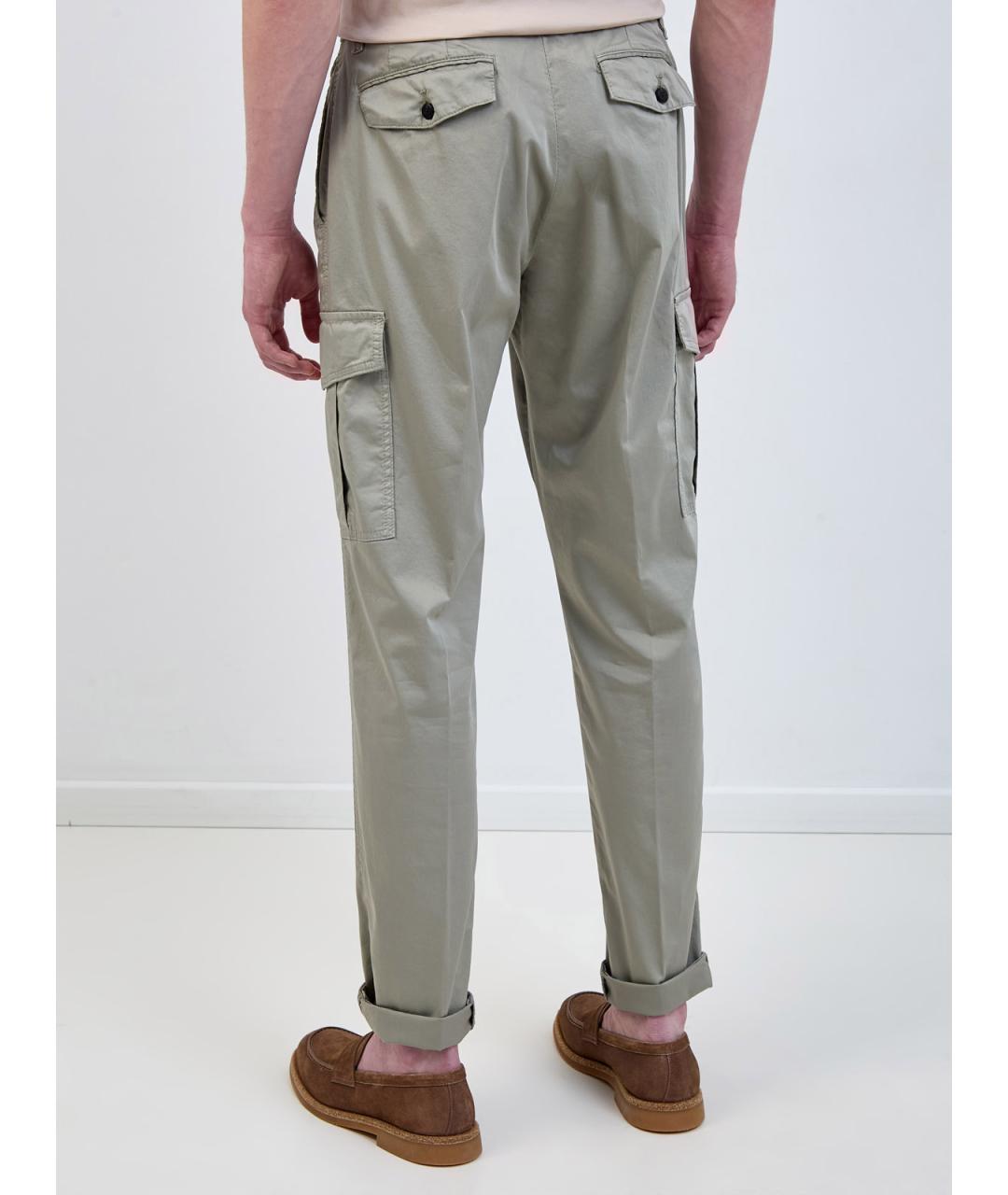 ELEVENTY Зеленые хлопковые повседневные брюки, фото 4