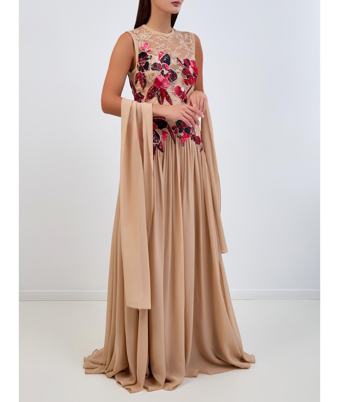 ELIE SAAB Бежевое шелковое вечернее платье, фото 2