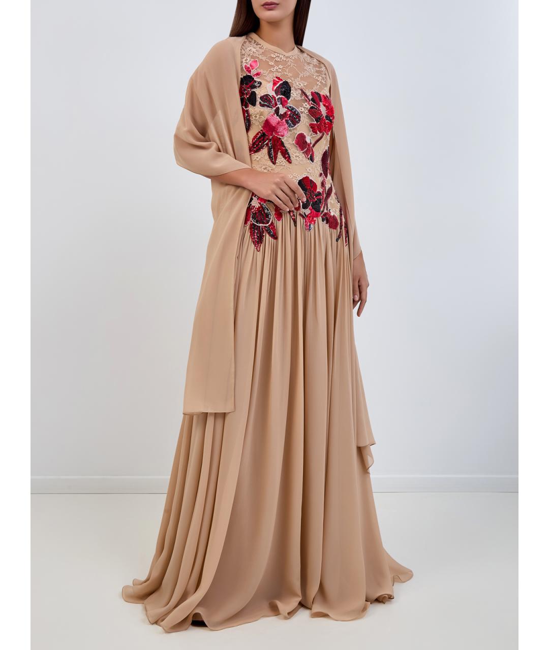 ELIE SAAB Бежевое шелковое вечернее платье, фото 3