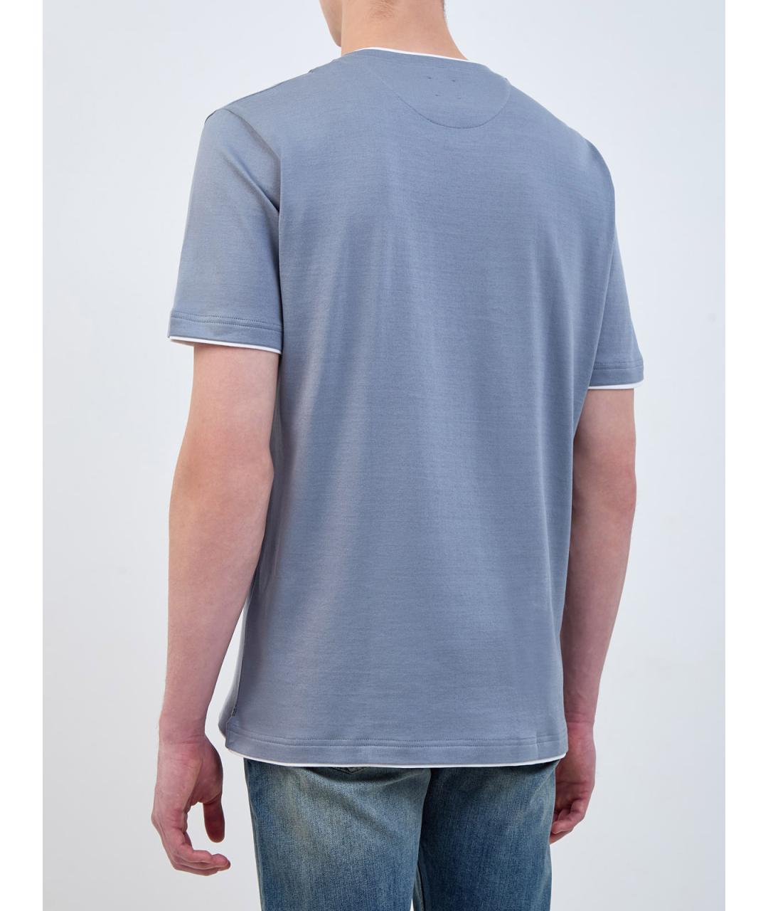 ELEVENTY Голубая хлопковая футболка, фото 4