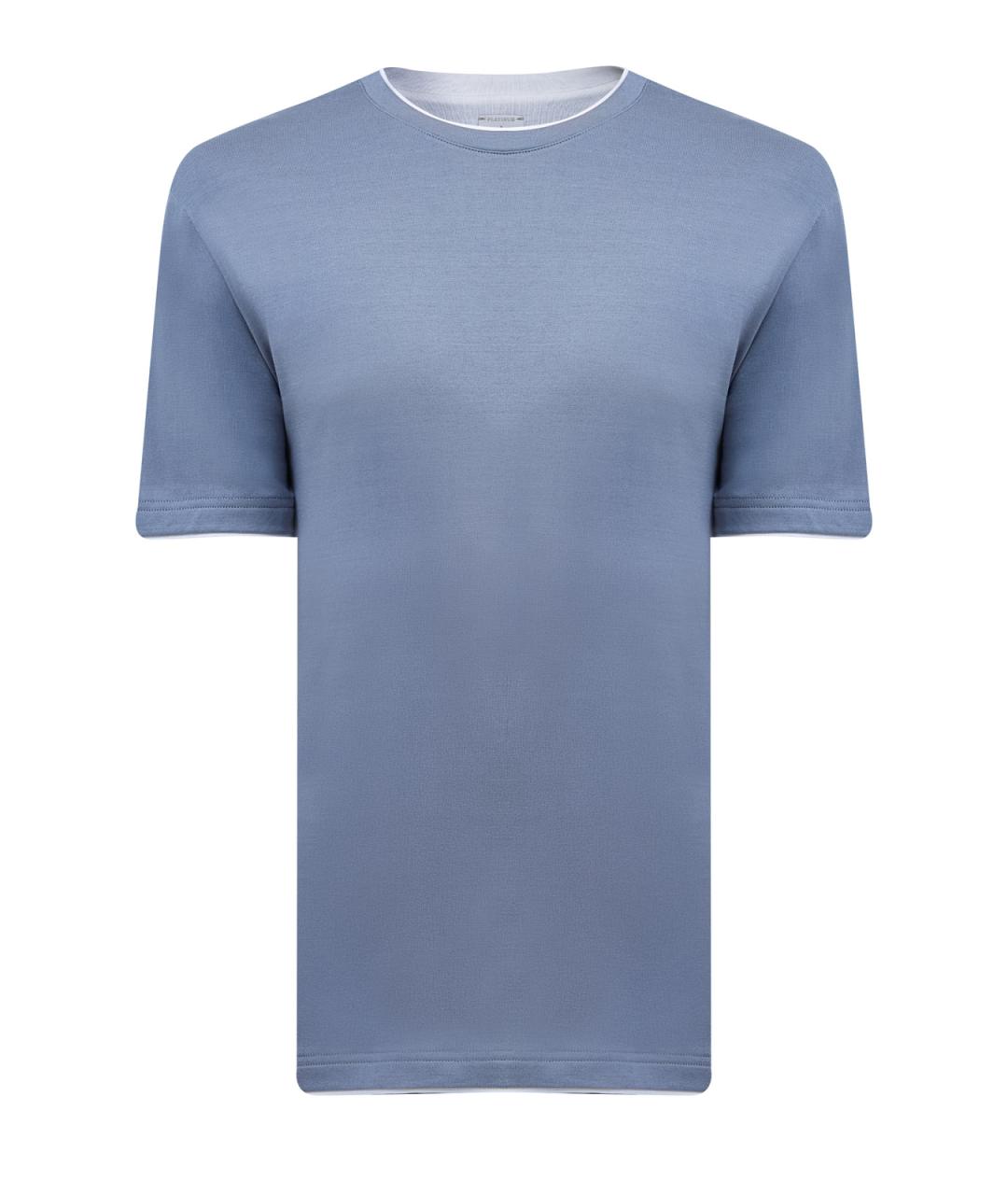 ELEVENTY Голубая хлопковая футболка, фото 1