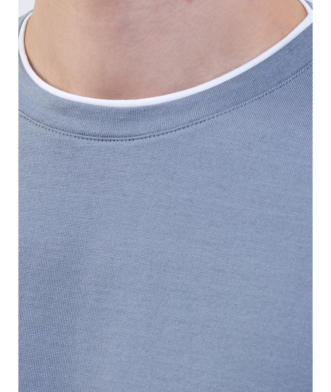 ELEVENTY Голубая хлопковая футболка, фото 5