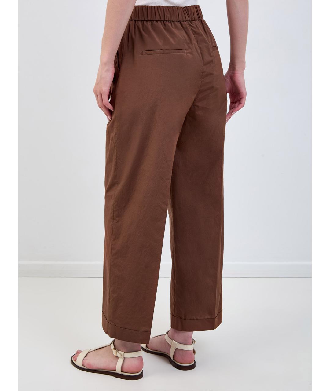 PESERICO Коричневые хлопковые прямые брюки, фото 4