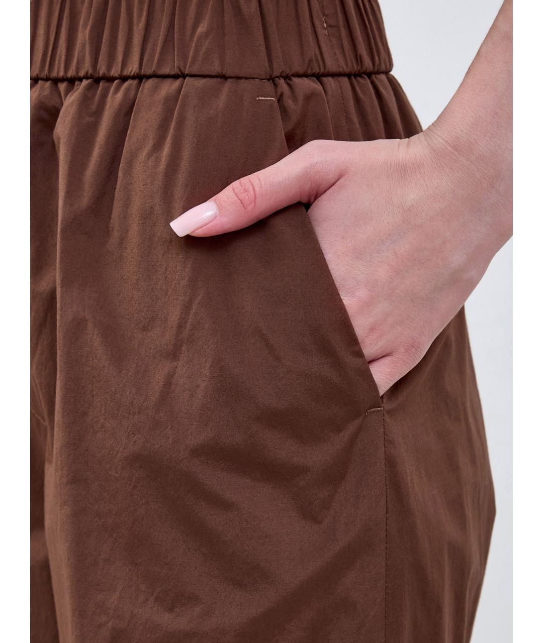 PESERICO Коричневые хлопковые прямые брюки, фото 5