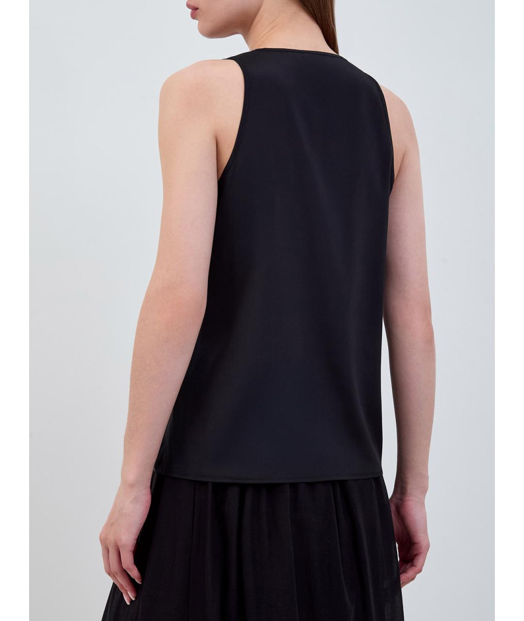 PESERICO Черная шелковая майка, фото 4