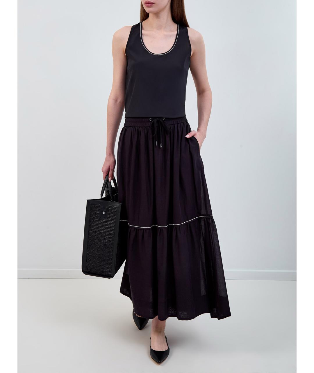 PESERICO Черная шелковая майка, фото 2