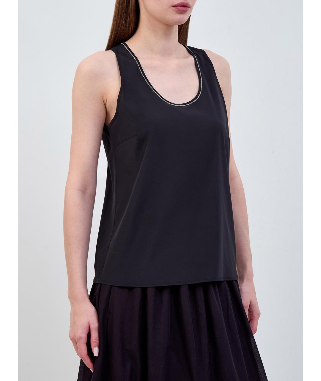 PESERICO Черная шелковая майка, фото 3