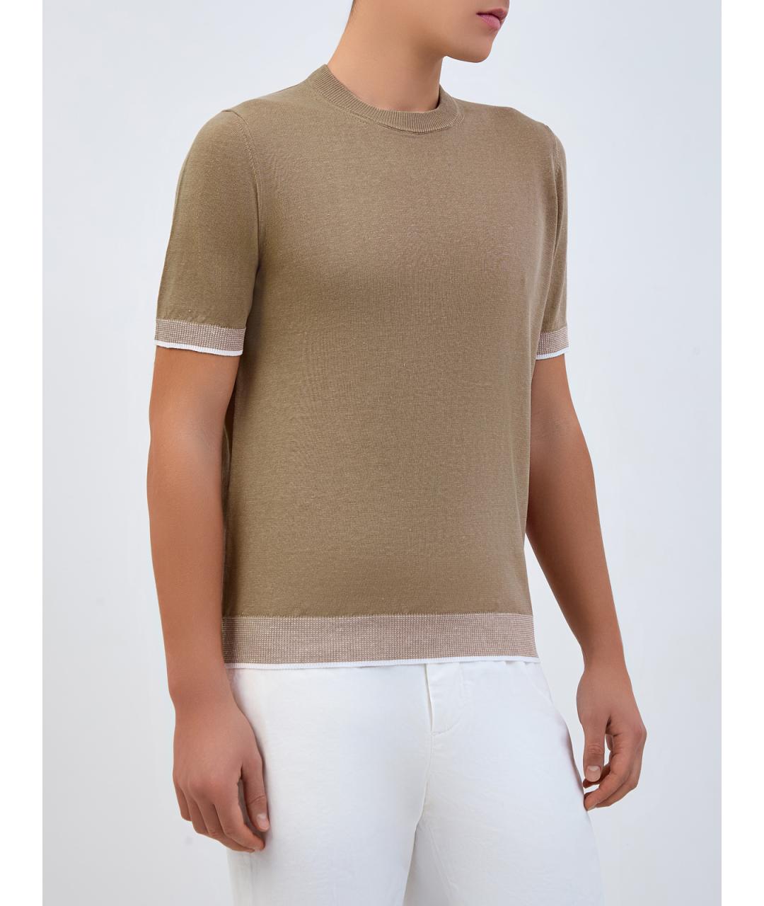 PESERICO Бежевый льняной джемпер / свитер, фото 3