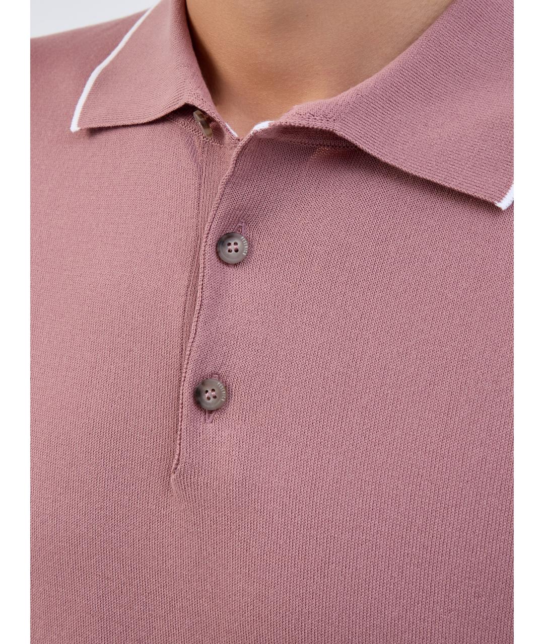 PESERICO Розовое хлопковое поло с коротким рукавом, фото 5