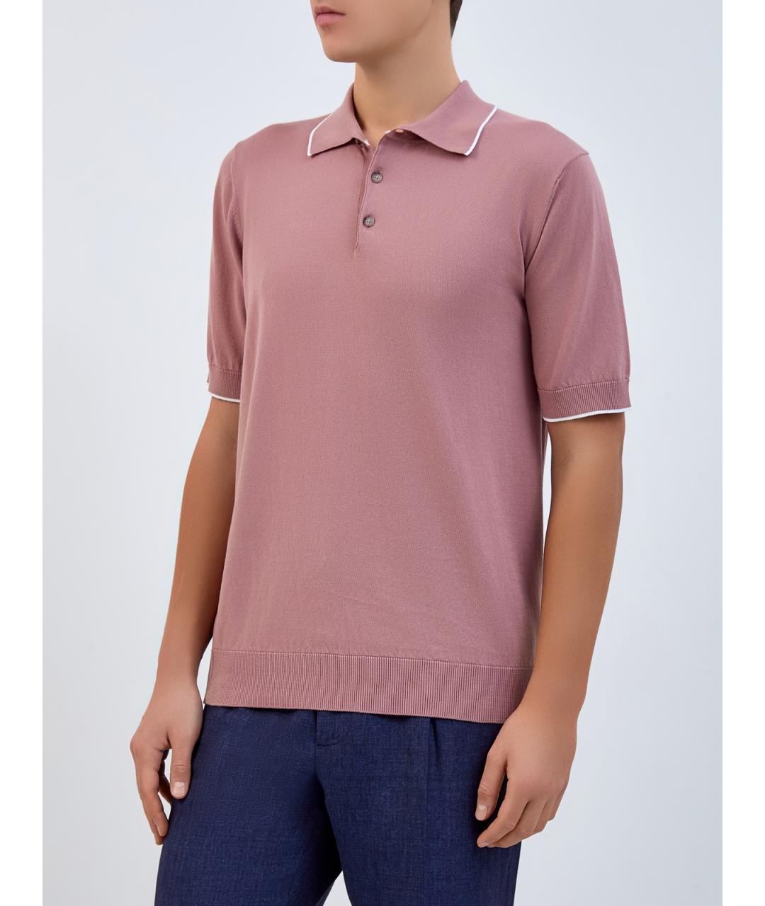 PESERICO Розовое хлопковое поло с коротким рукавом, фото 3
