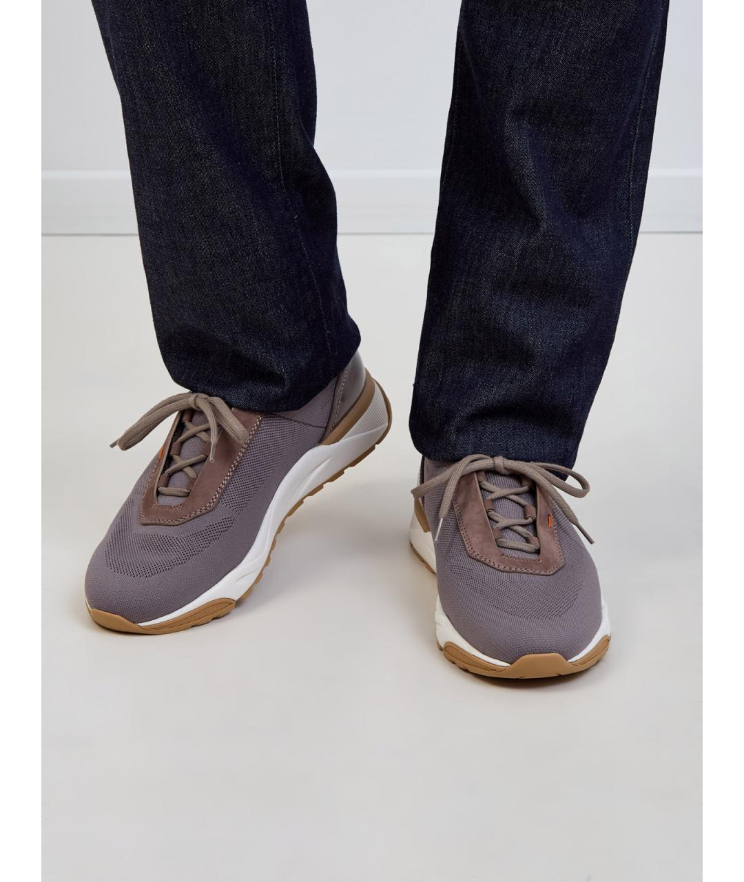 SANTONI Зеленые текстильные низкие кроссовки / кеды, фото 2