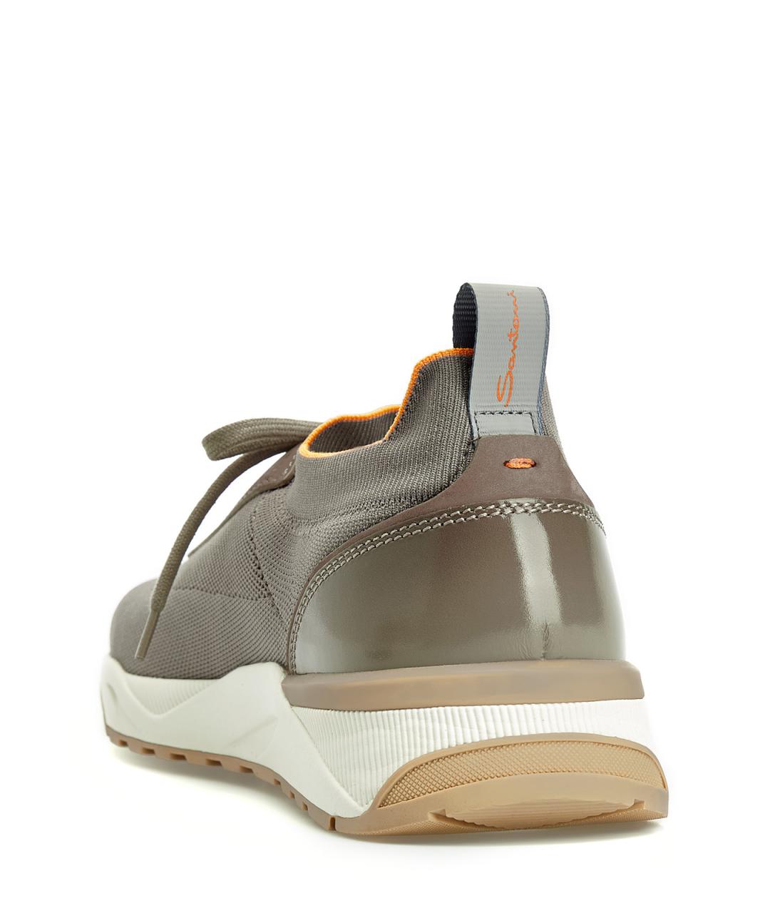 SANTONI Зеленые текстильные низкие кроссовки / кеды, фото 4