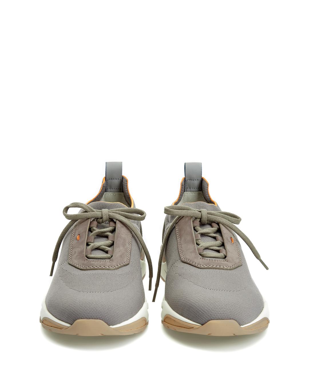 SANTONI Зеленые текстильные низкие кроссовки / кеды, фото 5