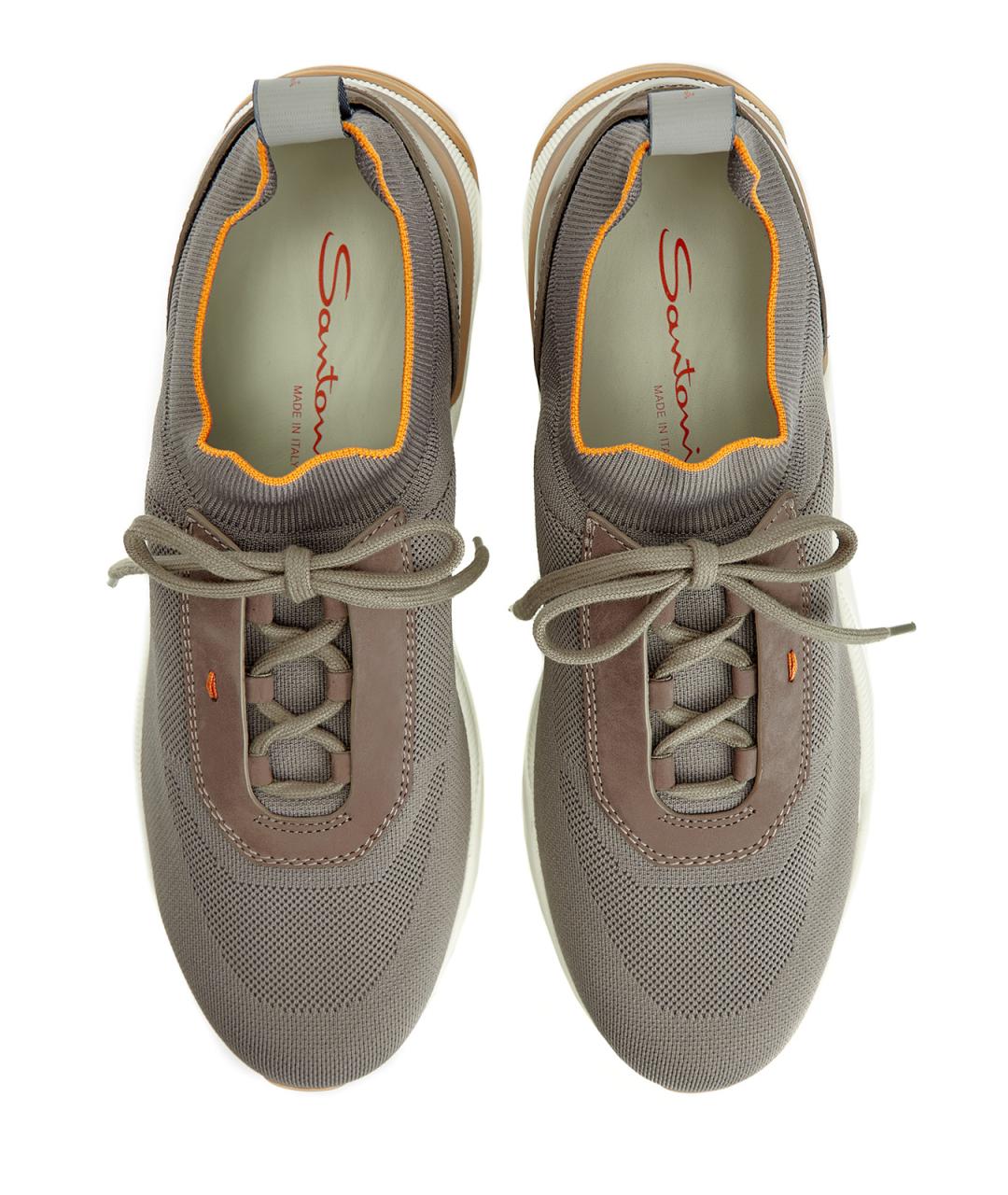 SANTONI Зеленые текстильные низкие кроссовки / кеды, фото 6