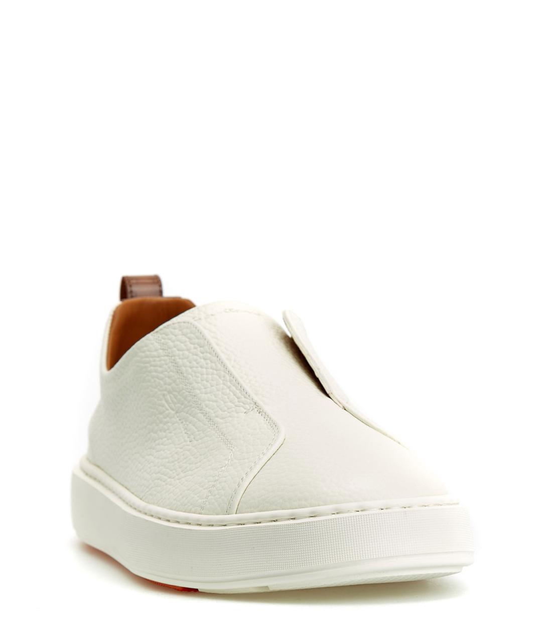 SANTONI Белые кожаные низкие кроссовки / кеды, фото 3