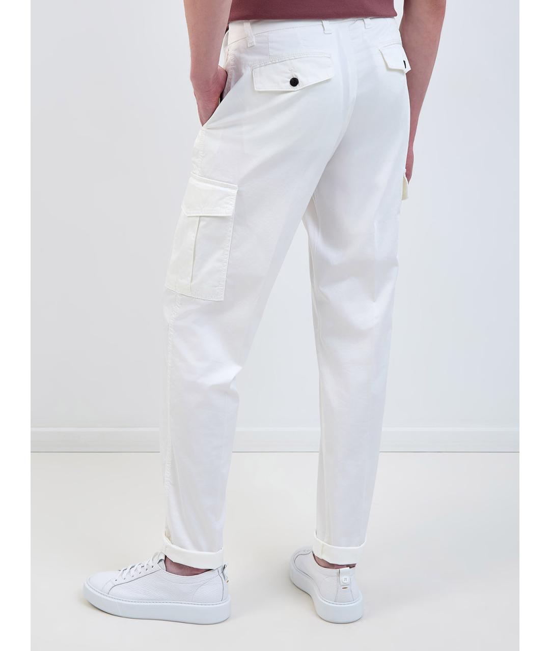 ELEVENTY Белые хлопковые повседневные брюки, фото 4