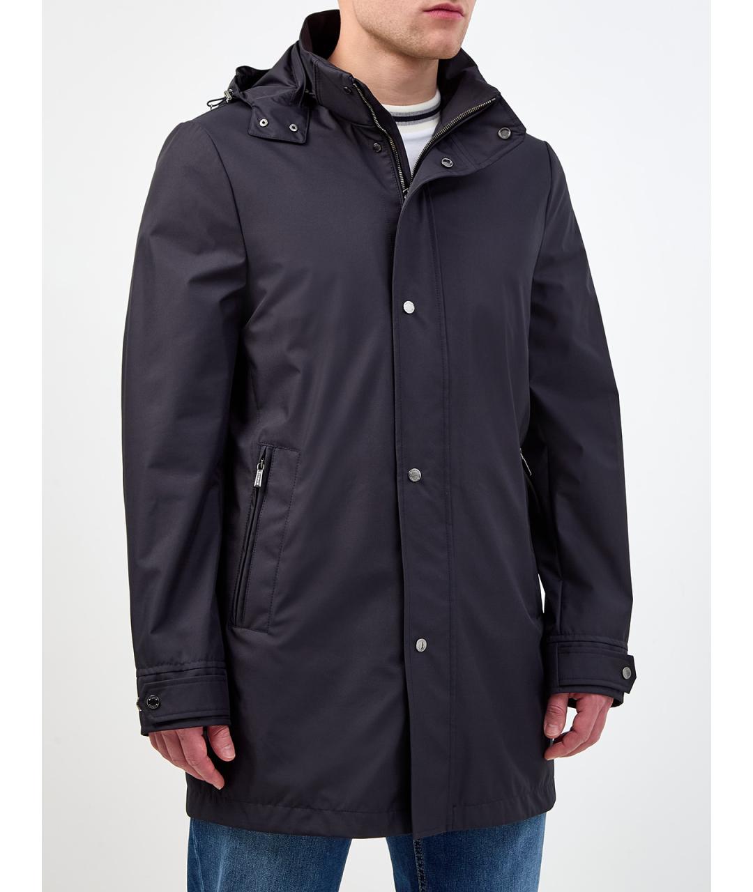 MOORER Темно-синий полиэстеровый тренч / плащ, фото 3