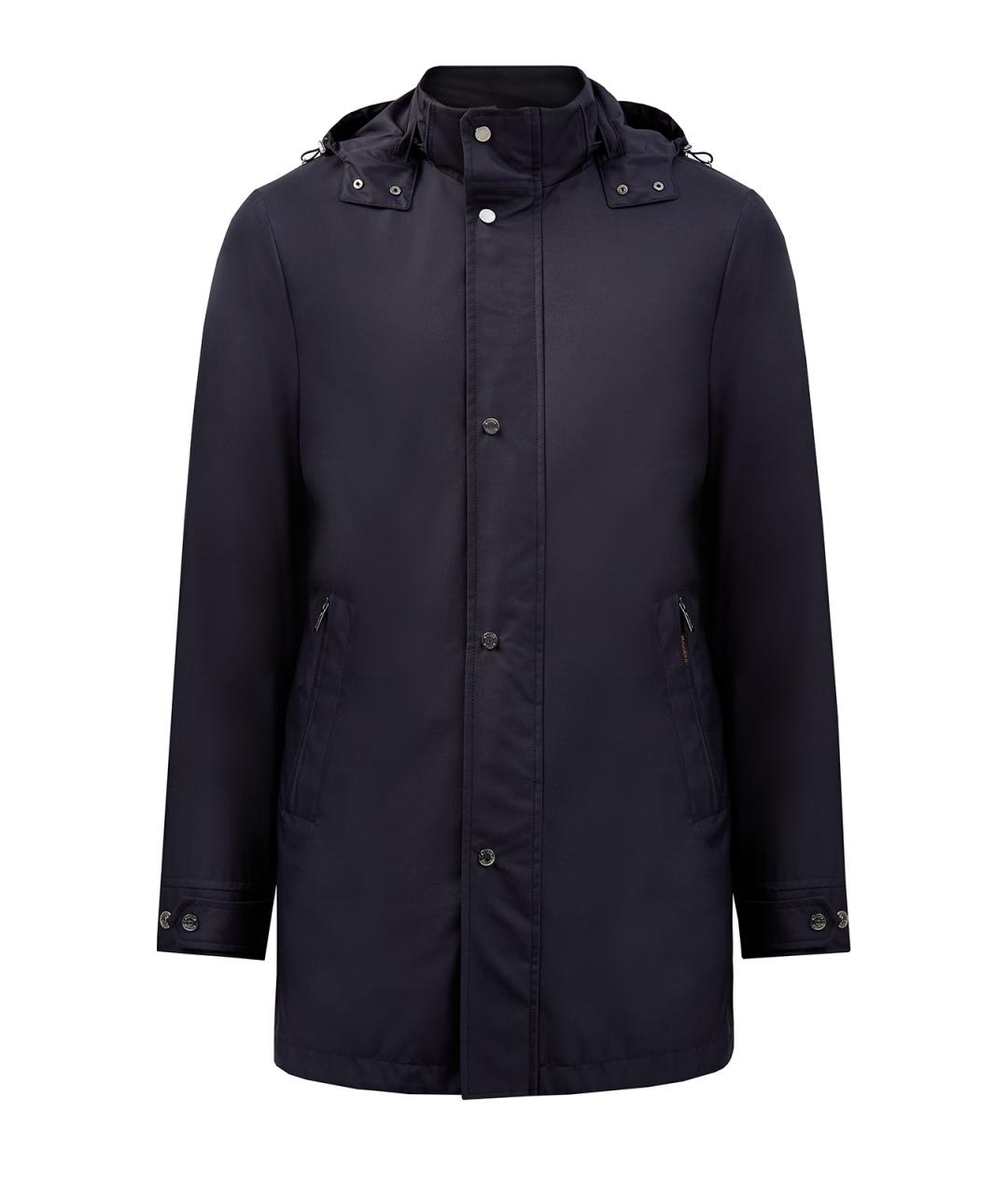 MOORER Темно-синий полиэстеровый тренч / плащ, фото 1