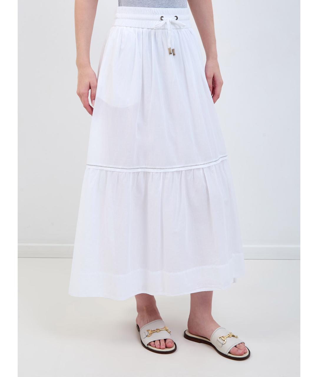 PESERICO Белая хлопковая юбка макси, фото 3