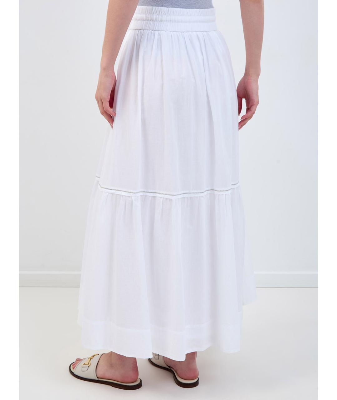 PESERICO Белая хлопковая юбка макси, фото 4