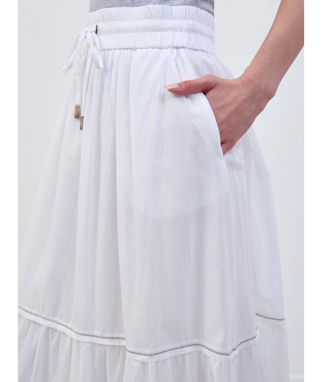 PESERICO Белая хлопковая юбка макси, фото 5