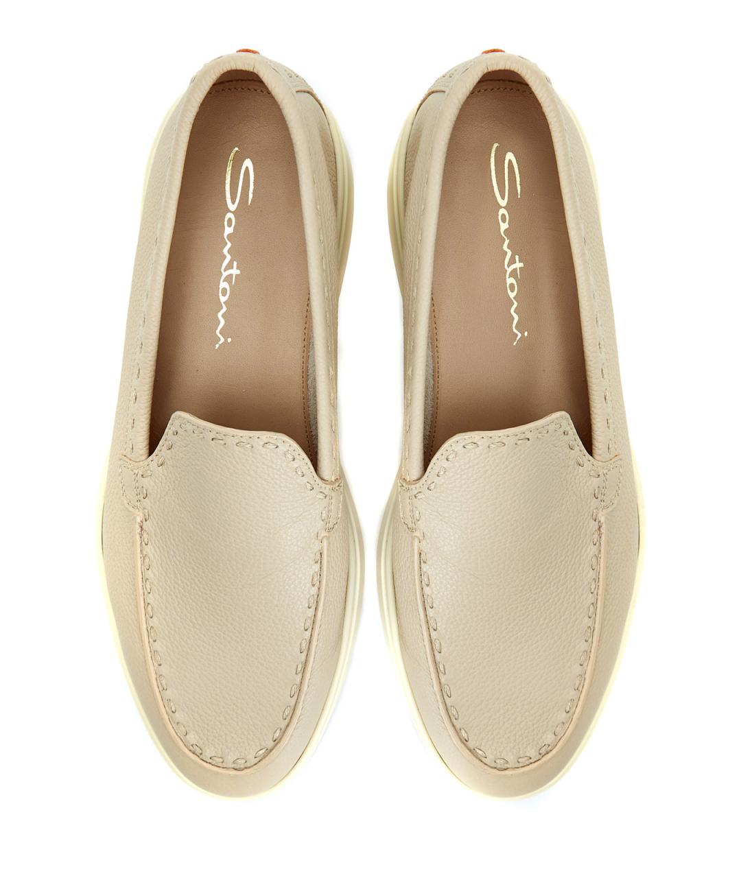 SANTONI Бежевые замшевые лоферы, фото 6