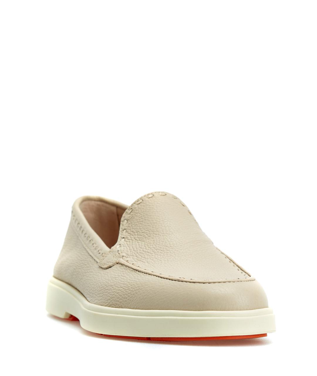 SANTONI Бежевые замшевые лоферы, фото 3