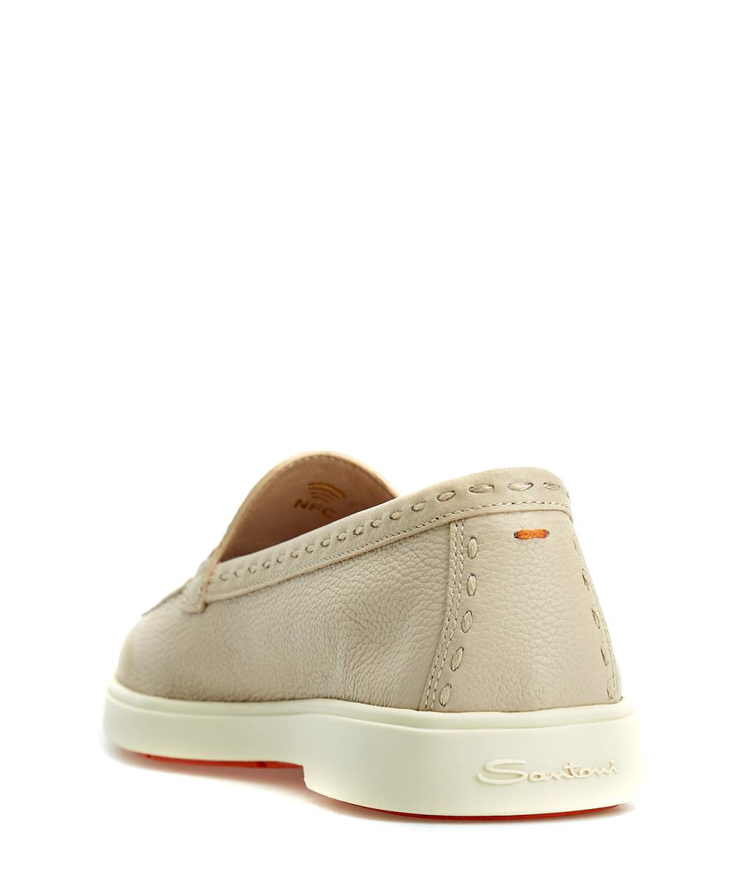 SANTONI Бежевые замшевые лоферы, фото 4