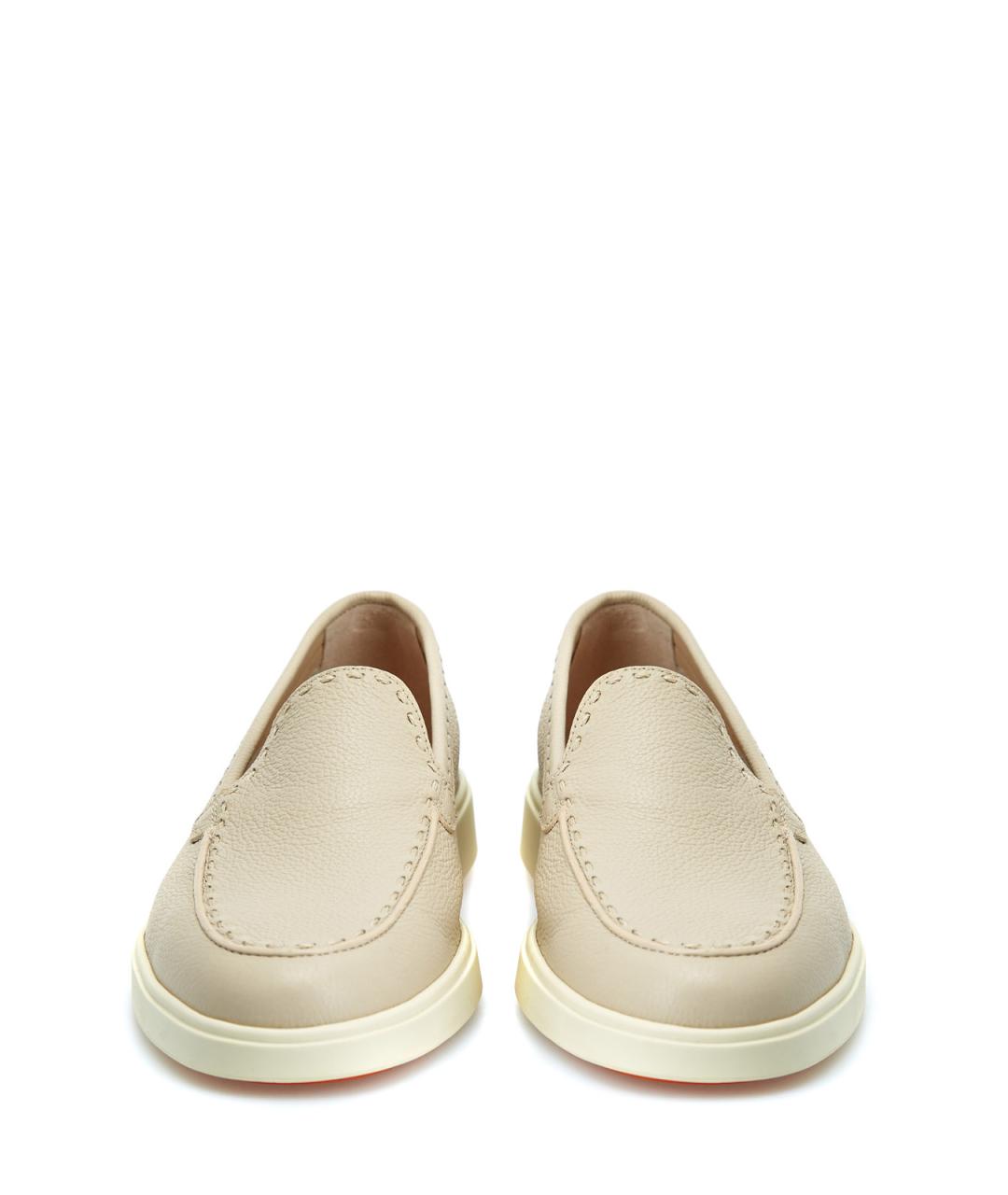 SANTONI Бежевые замшевые лоферы, фото 5