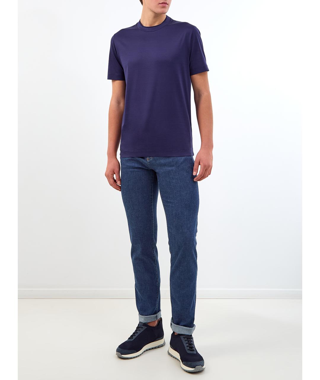 CANALI Синие хлопковые прямые джинсы, фото 2