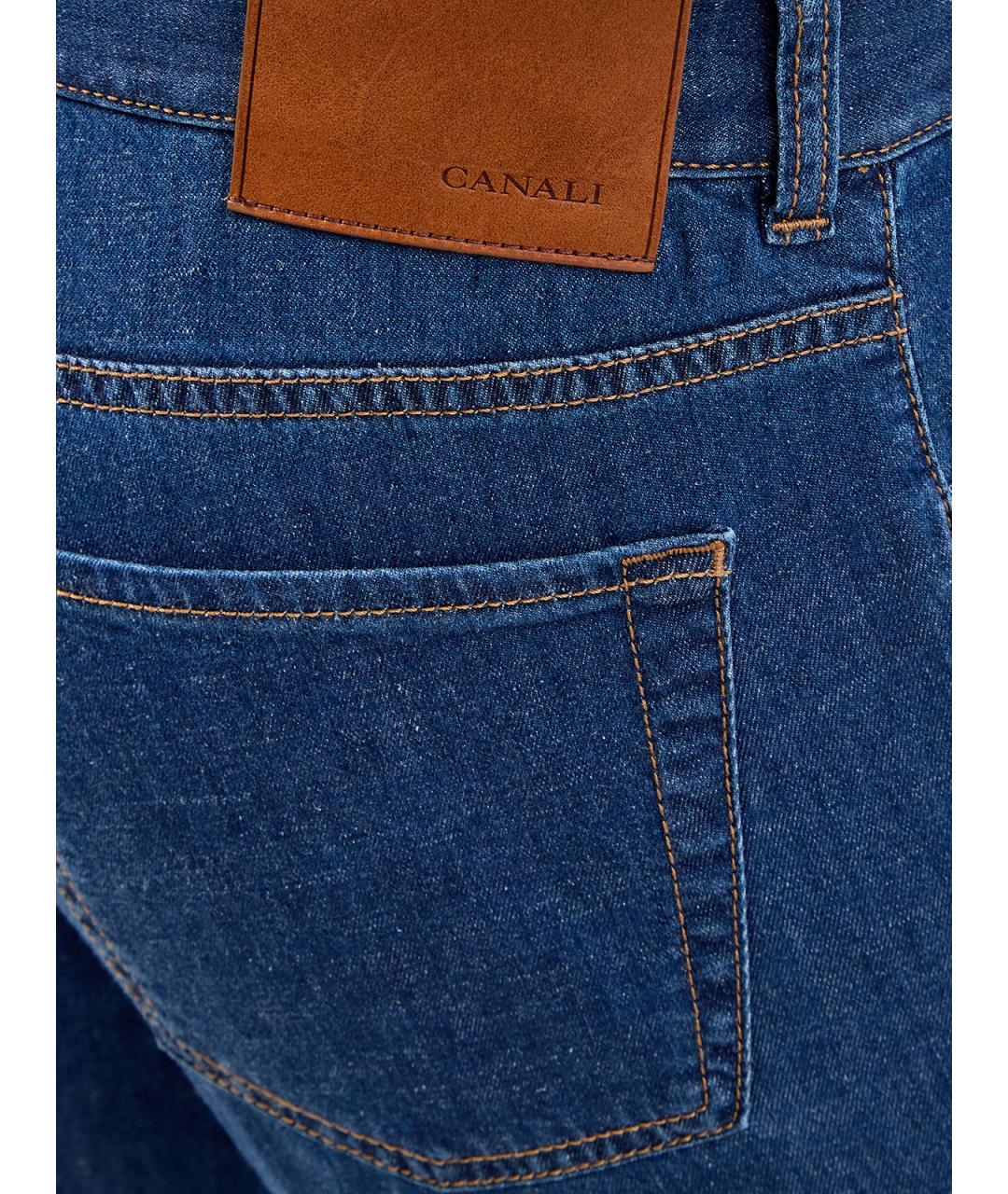 CANALI Синие хлопковые прямые джинсы, фото 5