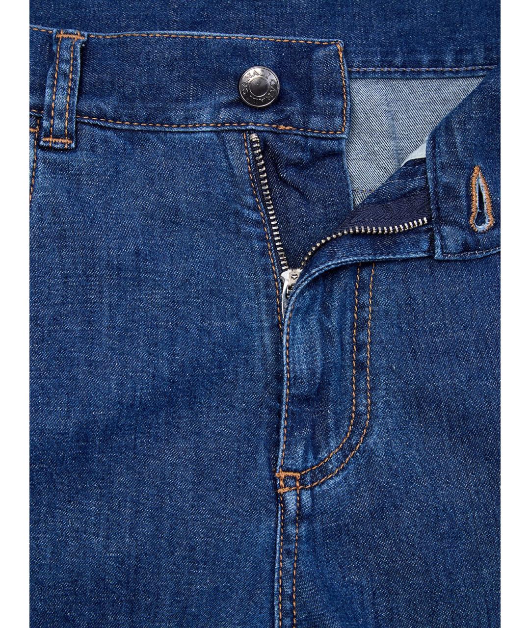 CANALI Синие хлопковые прямые джинсы, фото 6