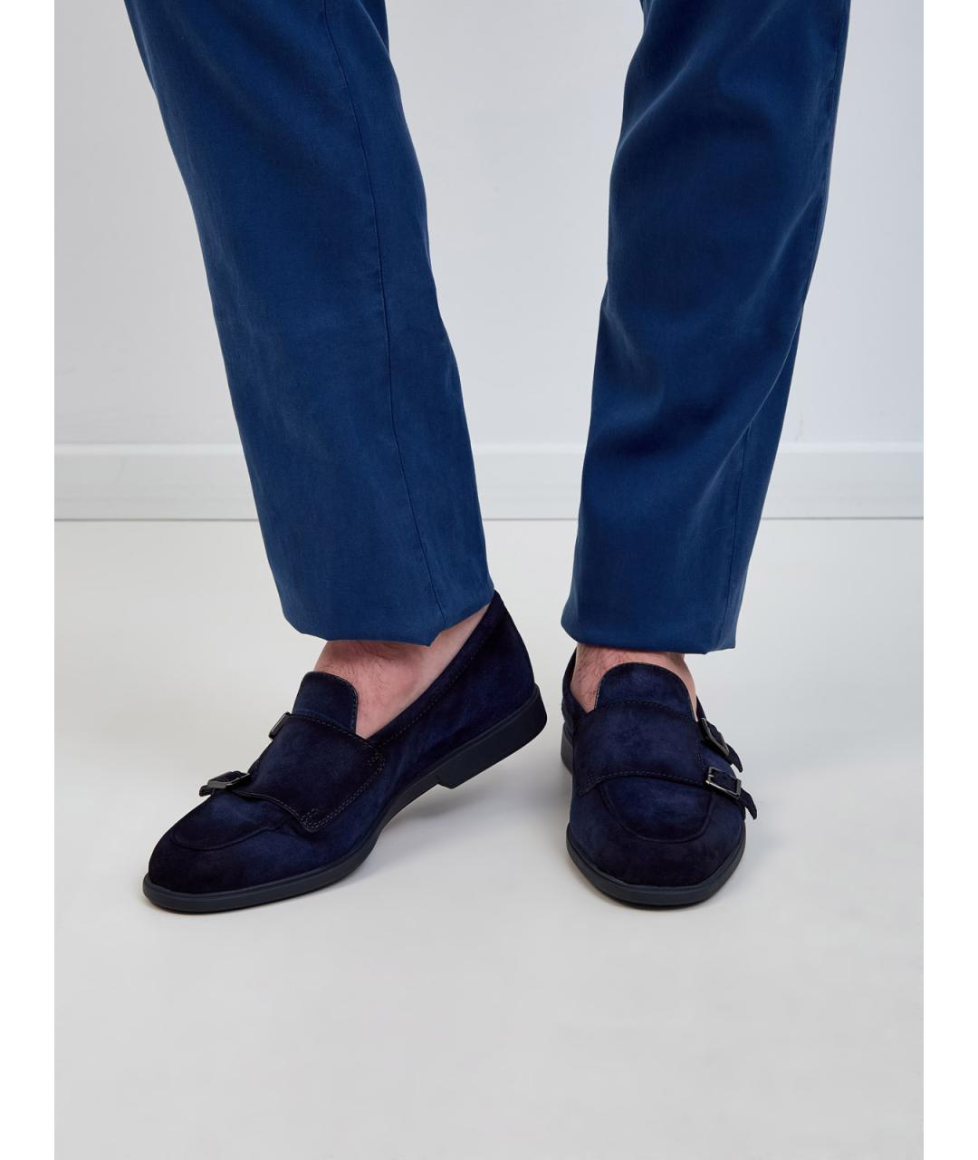 SANTONI Синие замшевые лоферы, фото 2