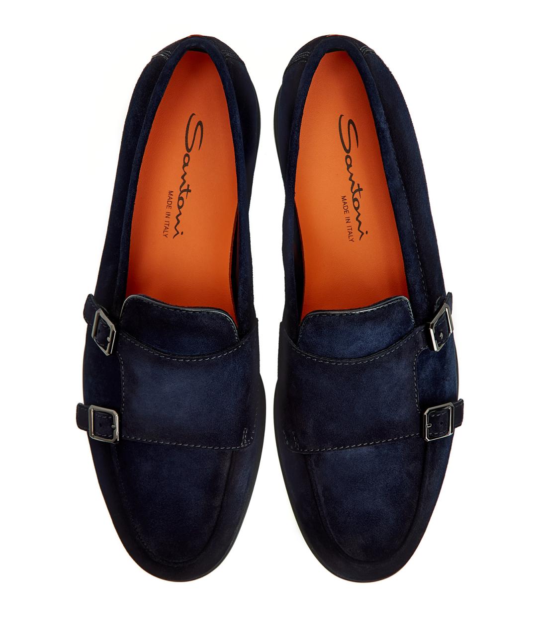 SANTONI Синие замшевые лоферы, фото 6