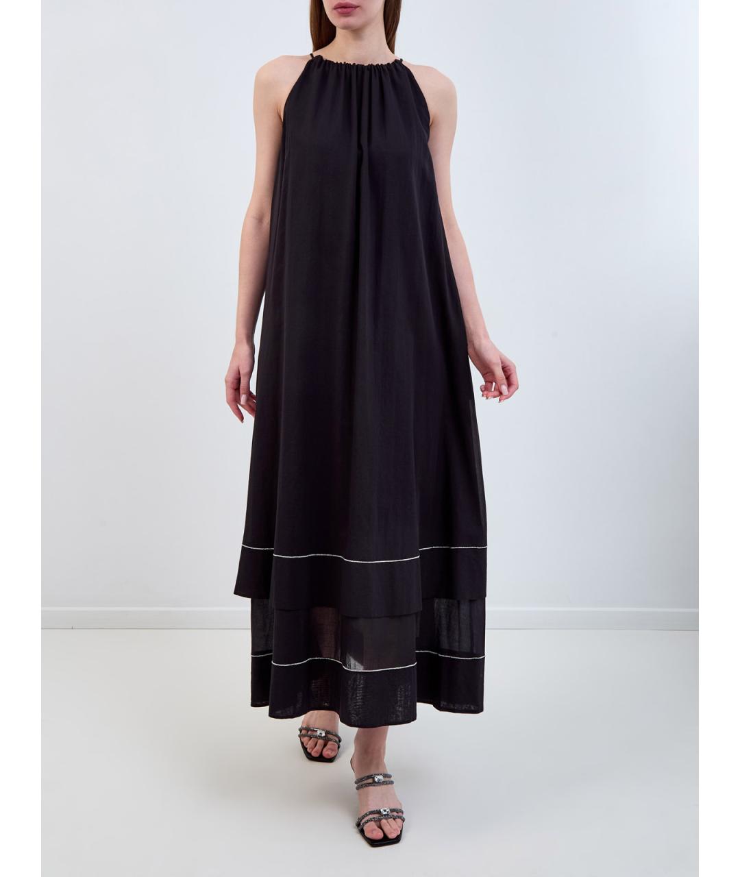 PESERICO Черный хлопковый сарафан, фото 2