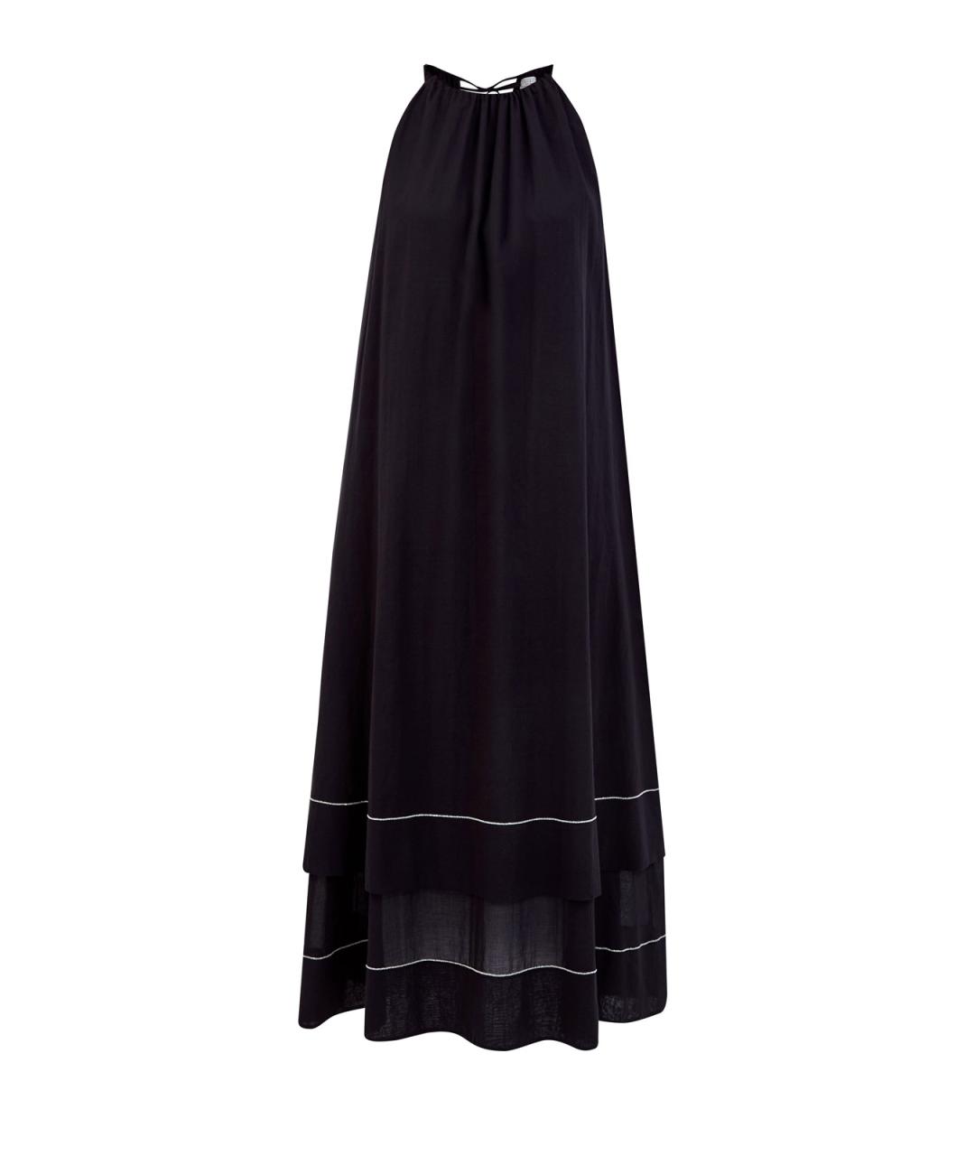 PESERICO Черный хлопковый сарафан, фото 1