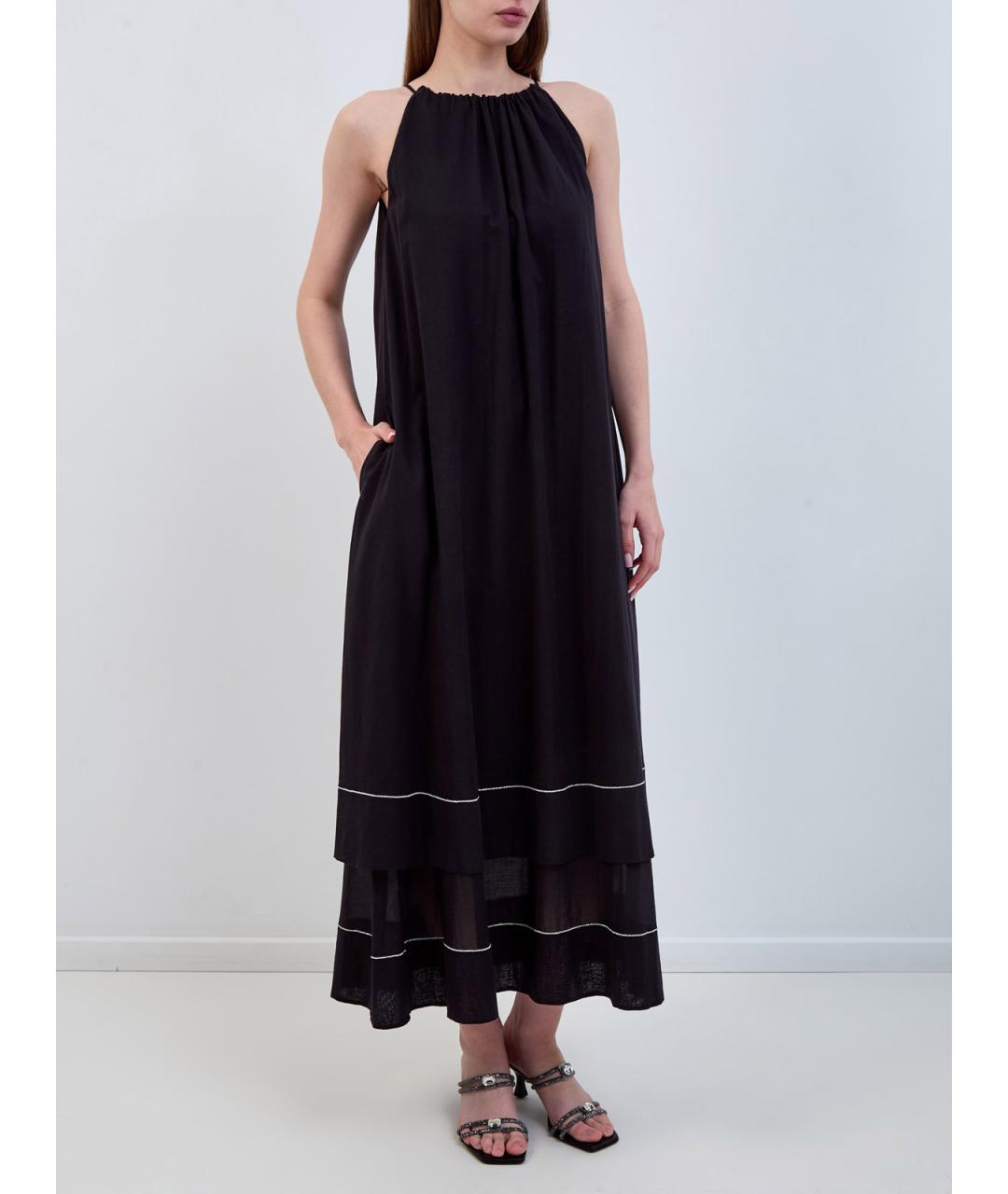 PESERICO Черный хлопковый сарафан, фото 3