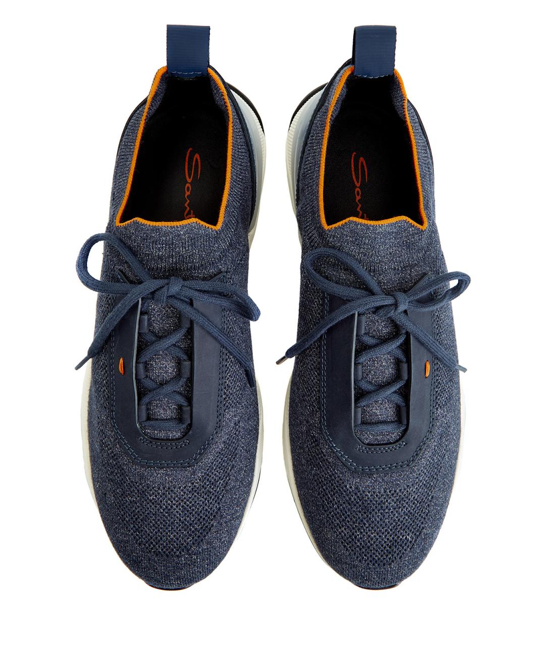 SANTONI Синие текстильные низкие кроссовки / кеды, фото 5