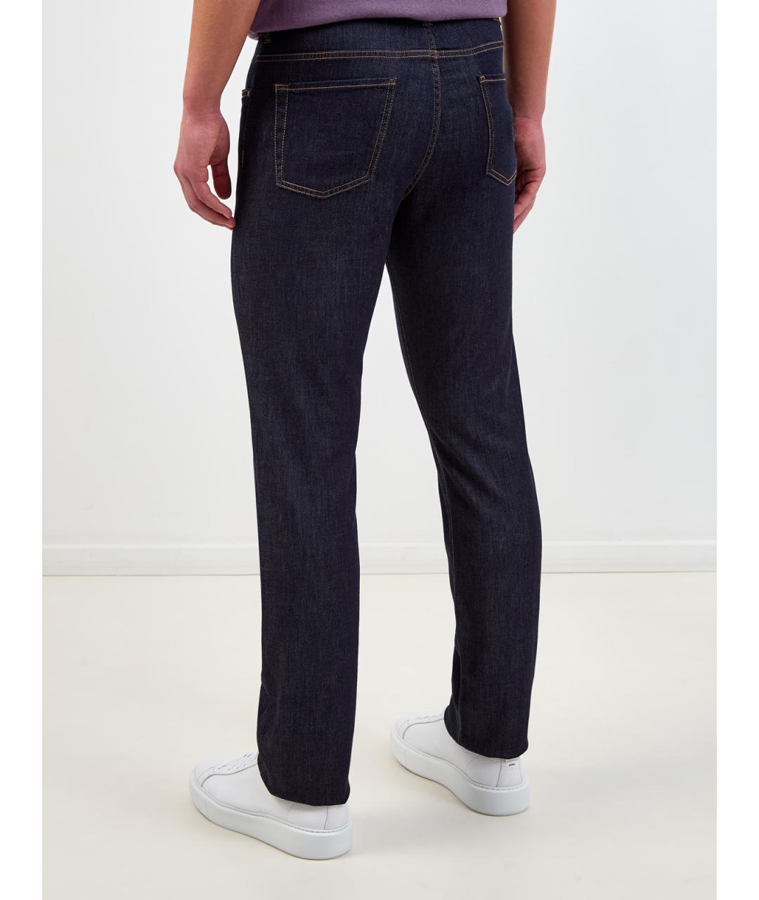 CANALI Темно-синие прямые джинсы, фото 4