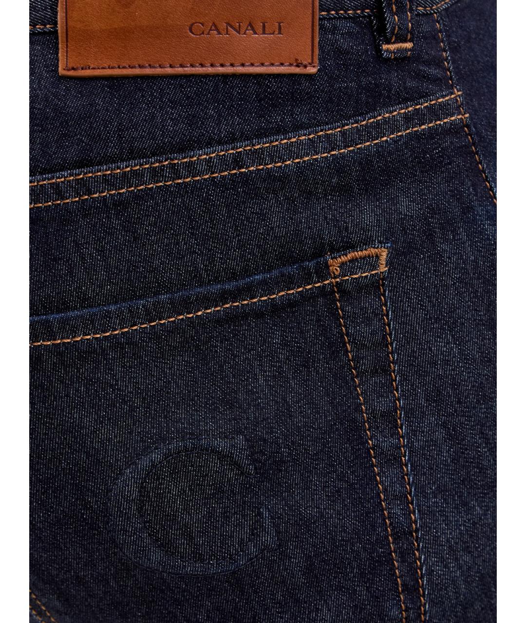 CANALI Темно-синие прямые джинсы, фото 5