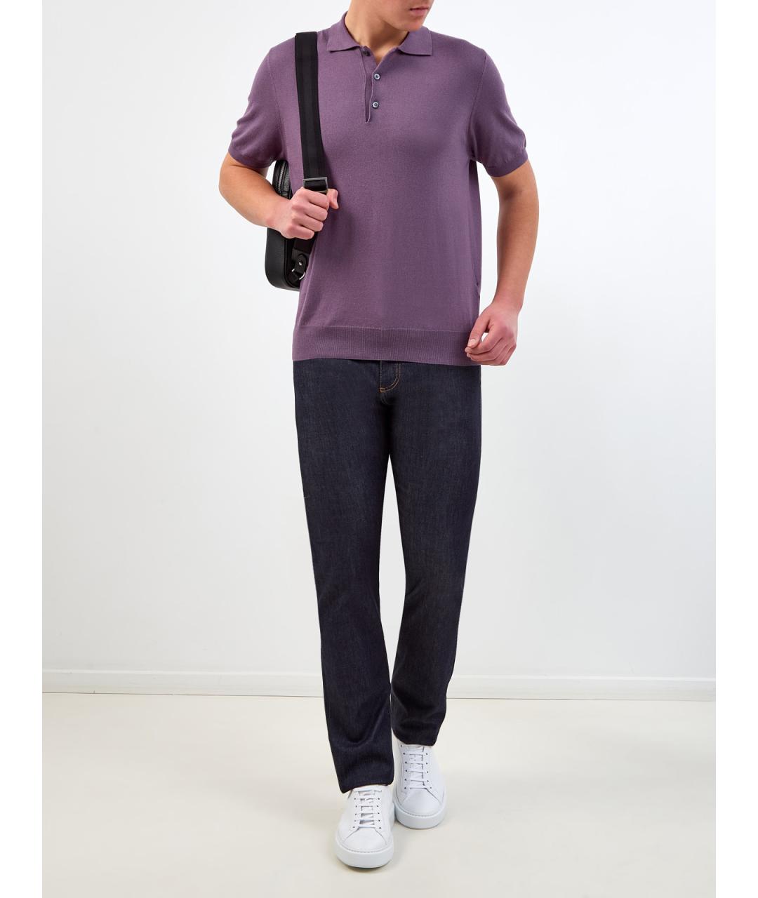 CANALI Темно-синие прямые джинсы, фото 2