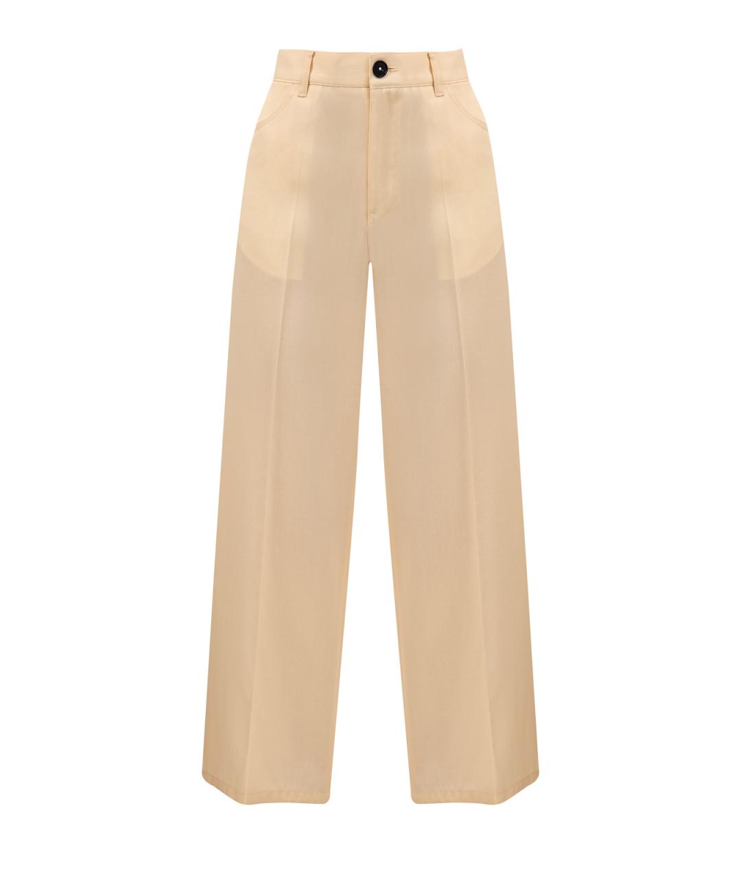 JIL SANDER Бежевые шерстяные прямые брюки, фото 1