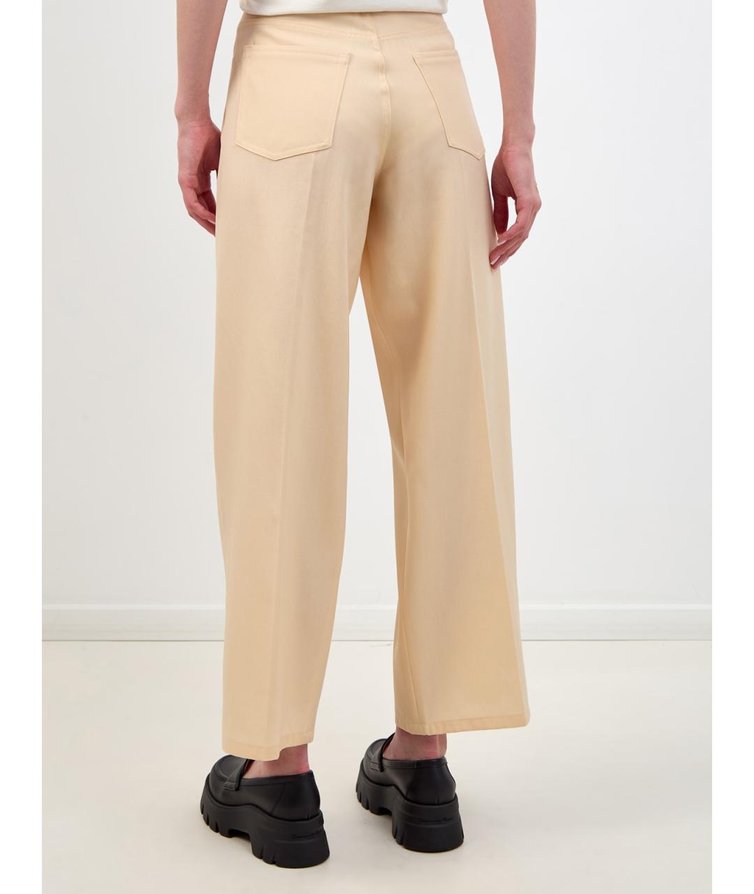 JIL SANDER Бежевые шерстяные прямые брюки, фото 4