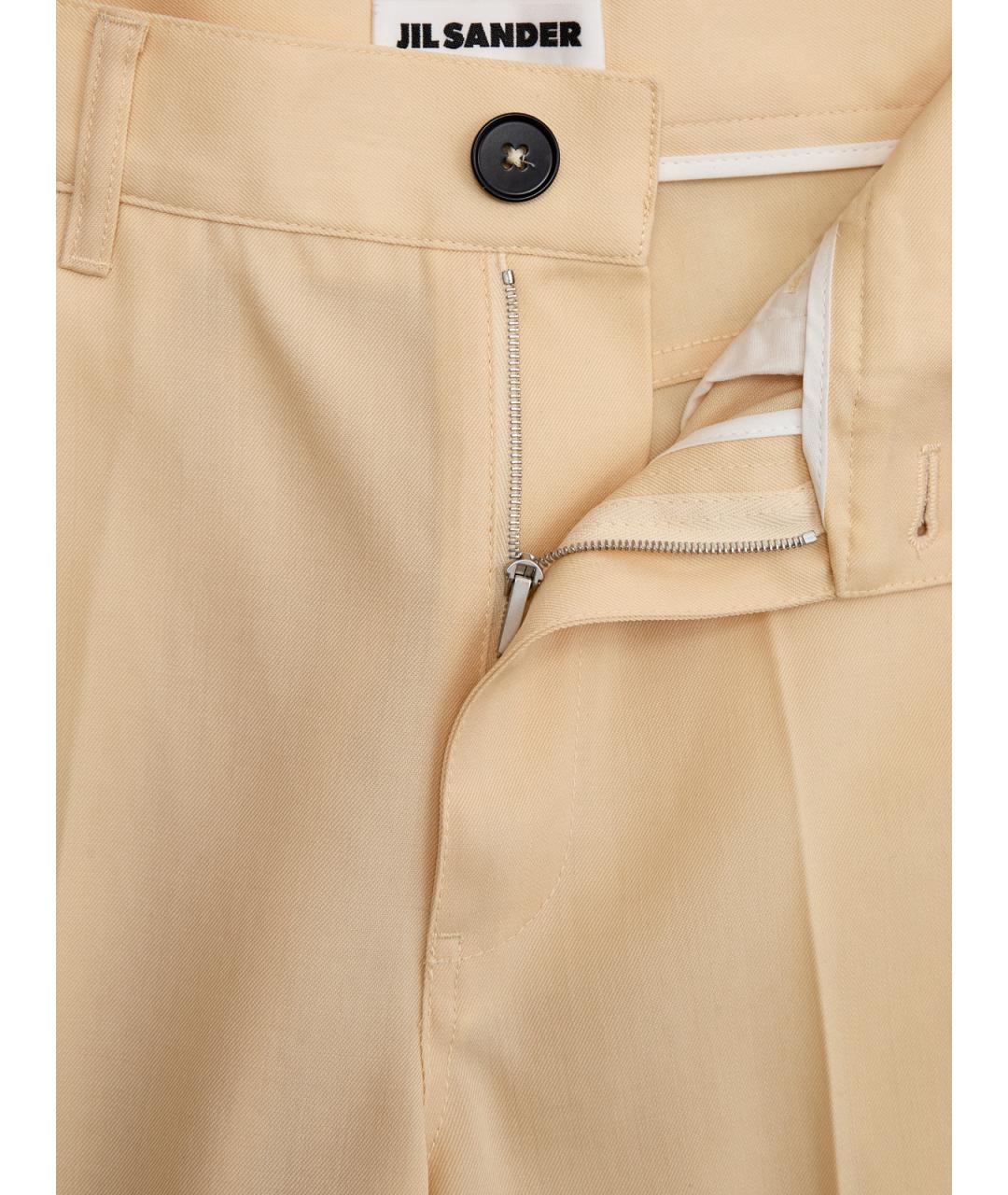 JIL SANDER Бежевые шерстяные прямые брюки, фото 6